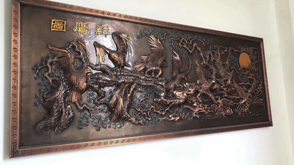 房地產(chǎn)入口純銅浮雕壁畫(huà)與手工鍛打銅雕景墻工藝展示及石雕藝術(shù)融合